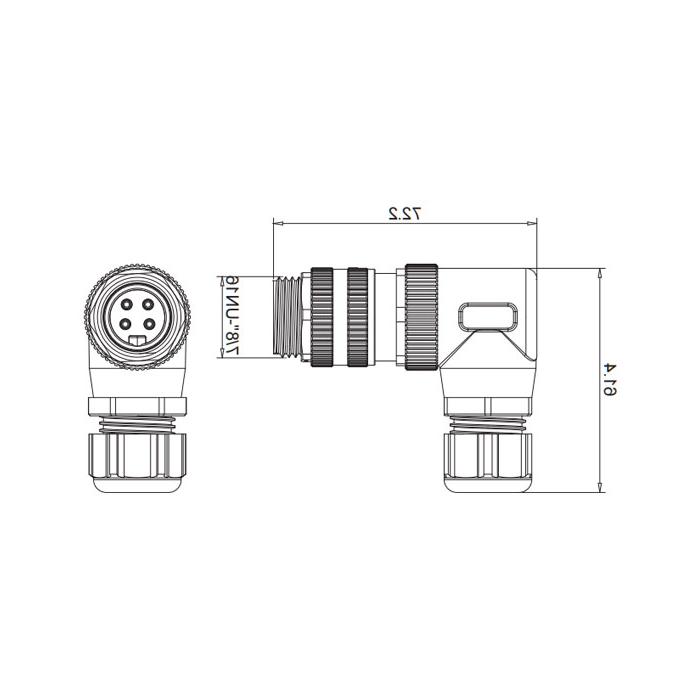 7/8” 4Pin、公头90°、螺钉连接、0PF063